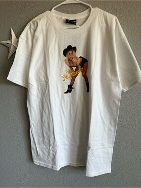 The Hundreds White Short-Sleeve Tee with Pinup Cowgirl Graphic